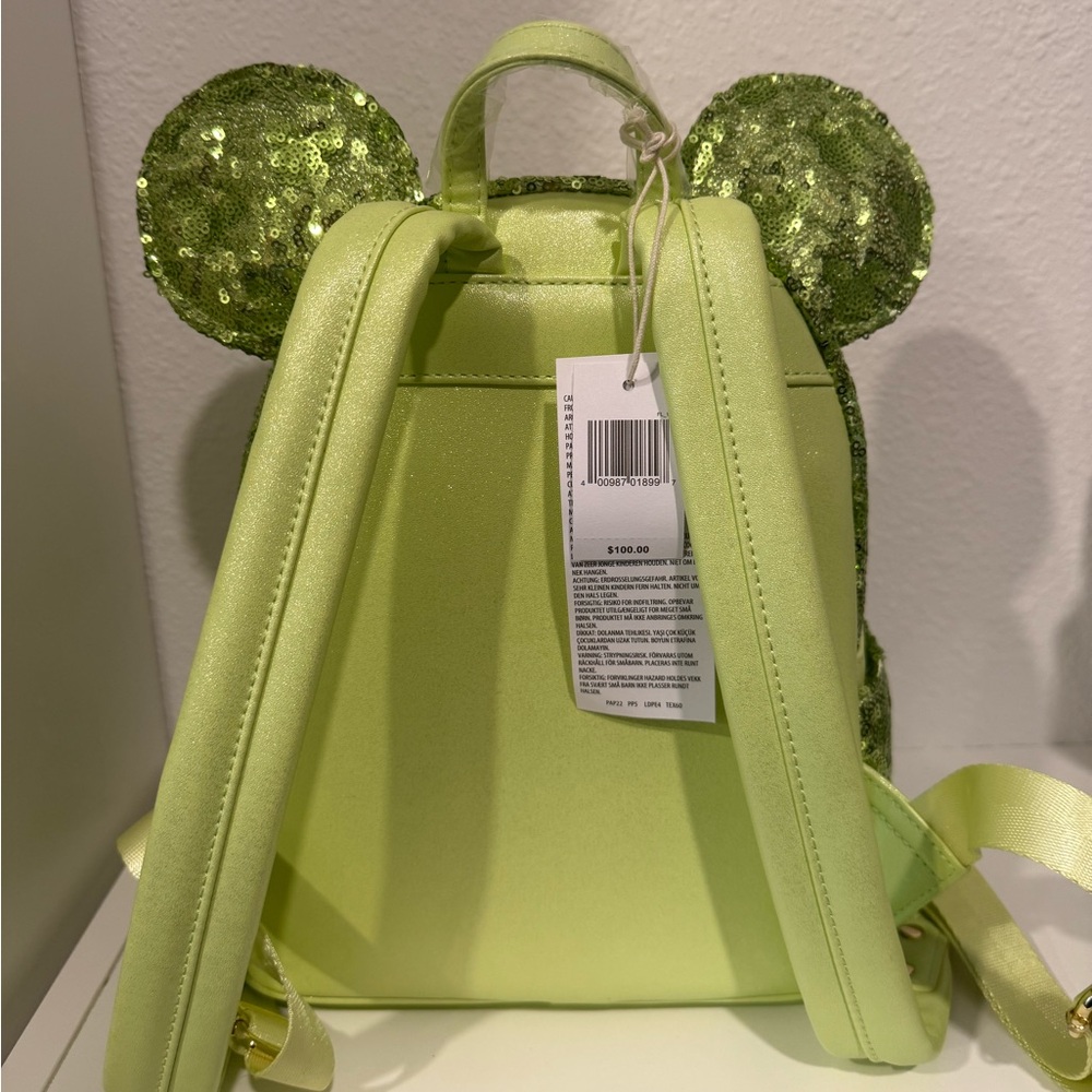 NWT Disney Loungefly Tinker Bell Green Sequins Mini Backpack - Picture 5 of 7